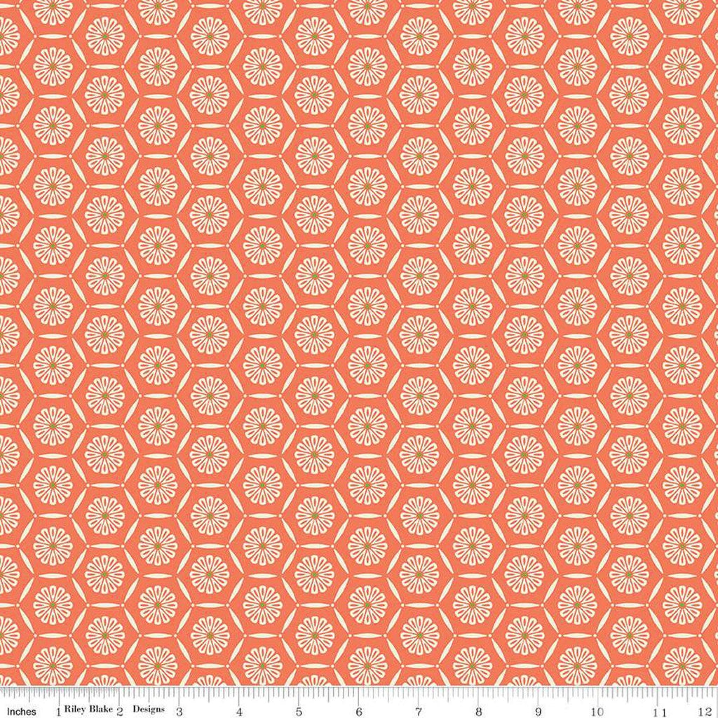 SALE Market Street Hexagons C14125 Coral by Riley Blake Designs - Geometric Floral - Quilting Cotton Fabric
