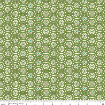 SALE Market Street Hexagons C14125 Grass - Riley Blake Designs - Geometric Floral - Quilting Cotton Fabric