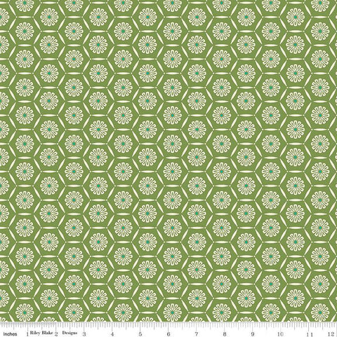 SALE Market Street Hexagons C14125 Grass by Riley Blake Designs - Geometric Floral - Quilting Cotton Fabric