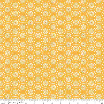 SALE Market Street Hexagons C14125 Yellow - Riley Blake Designs - Geometric Floral - Quilting Cotton Fabric