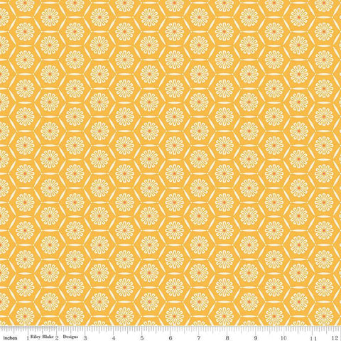 SALE Market Street Hexagons C14125 Yellow by Riley Blake Designs - Geometric Floral - Quilting Cotton Fabric