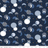 Fat Quarter End of Bolt - SALE Moonchild Eclipse SC13822 Midnight SPARKLE - Riley Blake - Moons Stars Gold SPARKLE - Quilting Cotton Fabric