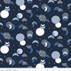14" End of Bolt - Moonchild Eclipse SC13822 Midnight SPARKLE - Riley Blake Designs - Moons Stars Gold SPARKLE - Quilting Cotton Fabric
