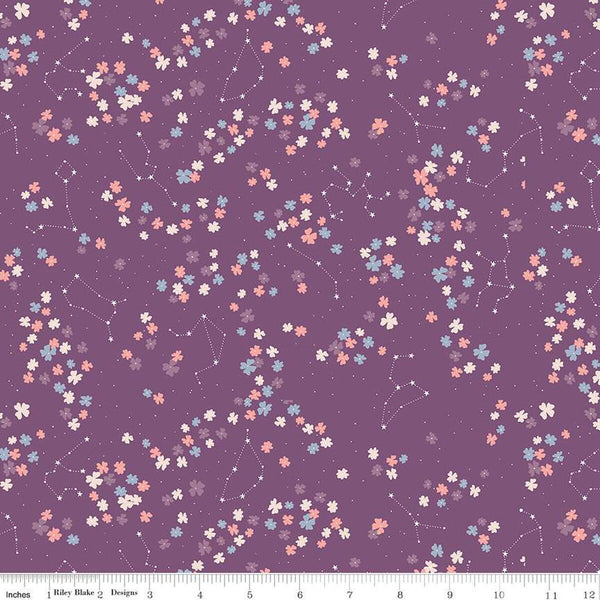 Moonchild Constellations C13823 Grape by Riley Blake Designs - Floral Flowers Stars Dots - Quilting Cotton Fabric