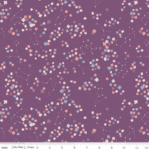 Moonchild Constellations C13823 Grape by Riley Blake Designs - Floral Flowers Stars Dots - Quilting Cotton Fabric