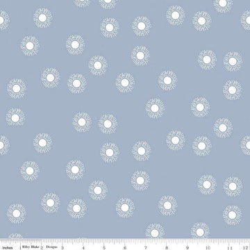 SALE Moonchild Sunrise C13824 Fog - Riley Blake Designs - White Sunbursts - Quilting Cotton Fabric