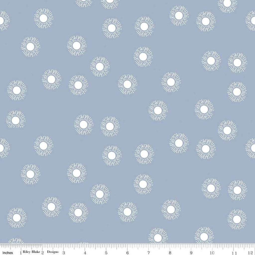SALE Moonchild Sunrise C13824 Fog by Riley Blake Designs - White Sunbursts - Quilting Cotton Fabric