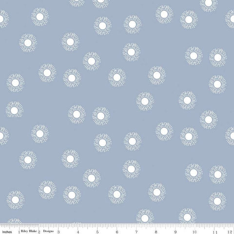 Moonchild Sunrise C13824 Fog by Riley Blake Designs - White Sunbursts - Quilting Cotton Fabric