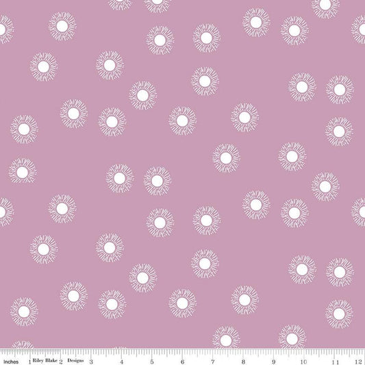 SALE Moonchild Sunrise C13824 Thistle - Riley Blake Designs - White Sunbursts - Quilting Cotton Fabric