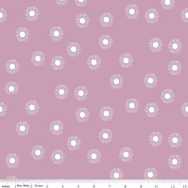 Moonchild Sunrise C13824 Thistle by Riley Blake Designs - White Sunbursts - Quilting Cotton Fabric