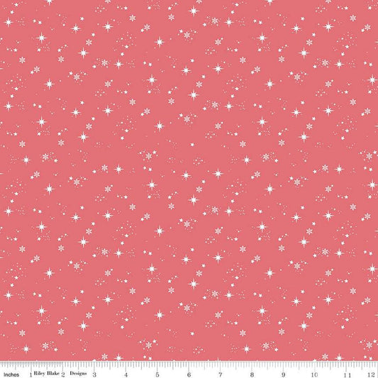 Moonchild Starfall C13825 Raspberry - Riley Blake Designs - Stars Pin Dots - Quilting Cotton Fabric