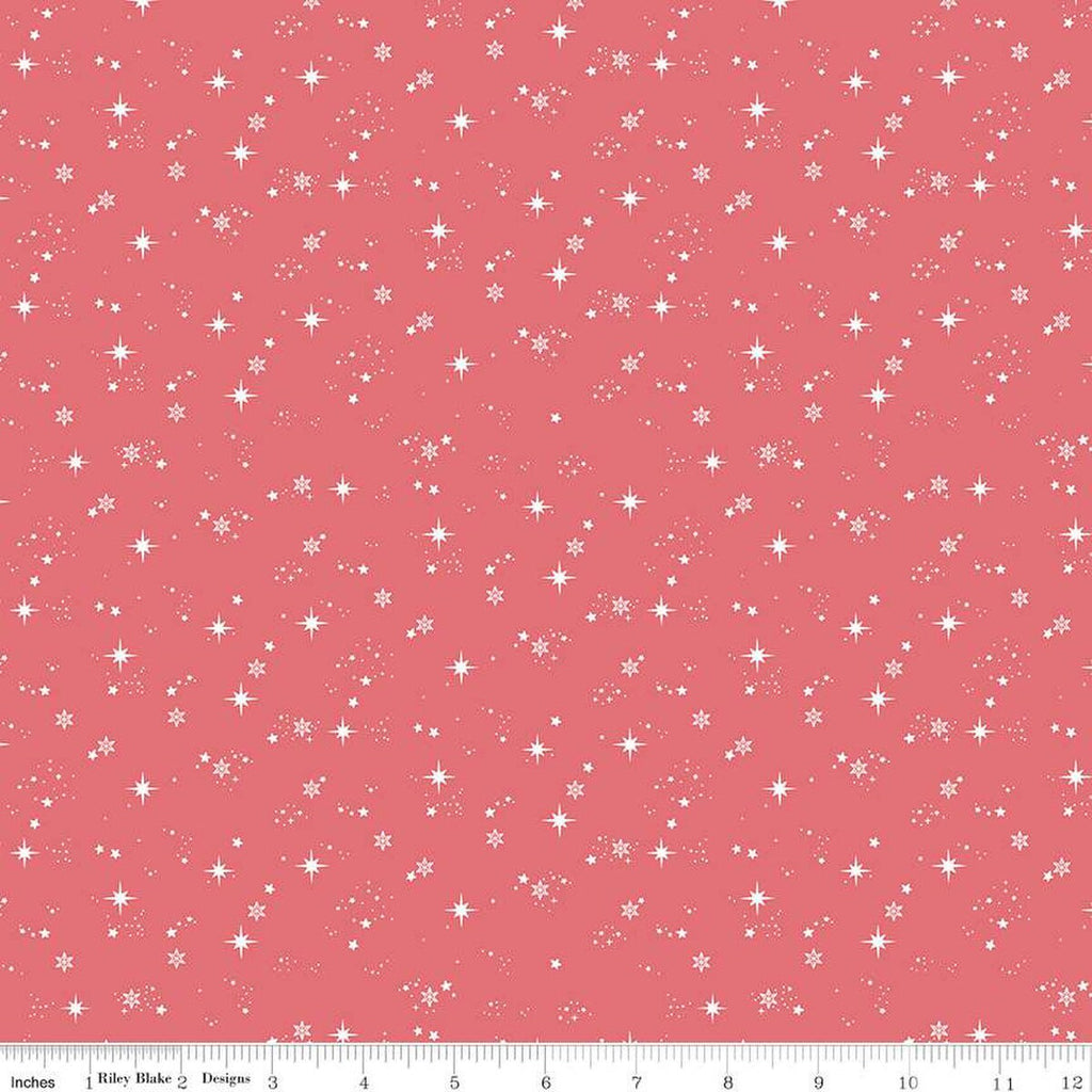 Moonchild Starfall C13825 Raspberry by Riley Blake Designs - Stars Pin Dots - Quilting Cotton Fabric