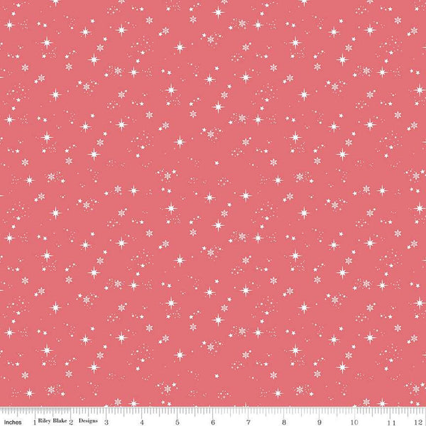 Moonchild Starfall C13825 Raspberry by Riley Blake Designs - Stars Pin Dots - Quilting Cotton Fabric