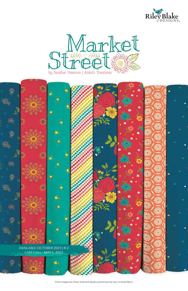 SALE Market Street 2.5 Inch Rolie Polie Jelly Roll 40 pieces - Riley Blake Designs - Precut Pre cut Bundle - Floral - Quilting Cotton Fabric