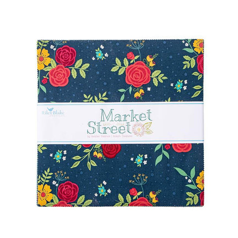 SALE Market Street Layer Cake 10" Stacker Bundle - Riley Blake Designs - 42 piece Precut Pre cut - Floral - Quilting Cotton Fabric