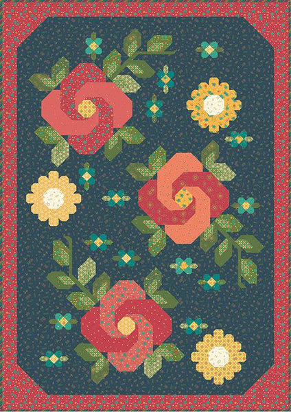 SALE Midnight Rose Garden Quilt PATTERN P154 by Heather Peterson - Riley Blake Designs - INSTRUCTIONS Only - Pieced No Y Seams