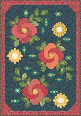 Midnight Rose Garden Quilt PATTERN P154 by Heather Peterson - Riley Blake Designs - INSTRUCTIONS Only - Pieced No Y Seams