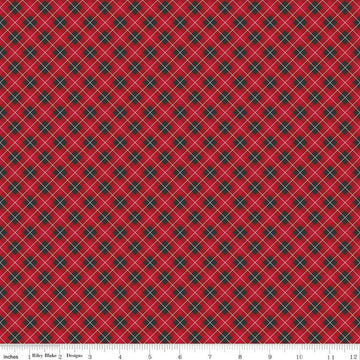 SALE Woodsman Bias Plaid C13765 Red/Black - Riley Blake Designs - Diagonal - Quilting Cotton Fabric