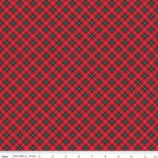 DEAL Woodsman Bias Plaid C13765 Red/Black - Riley Blake Designs - Diagonal - Quilting Cotton Fabric