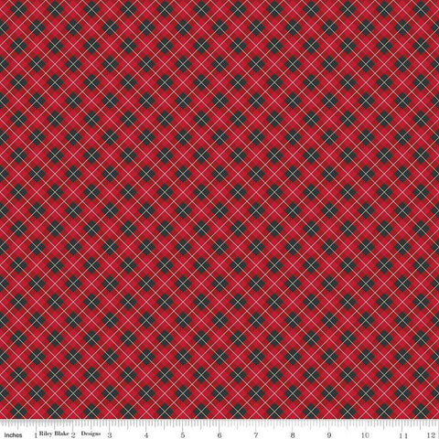 Woodsman Bias Plaid C13765 Red/Black by Riley Blake Designs - Diagonal - Quilting Cotton Fabric