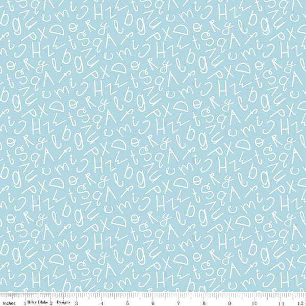 Alphabet Zoo Alphabet Soup C14093 Aqua - Riley Blake Designs - Tossed Letters - Quilting Cotton Fabric