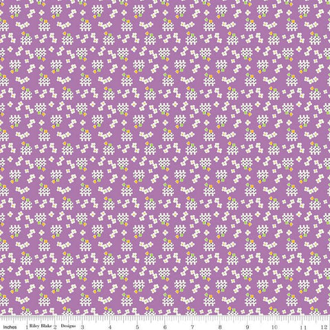 CLEARANCE Storytime 30s Fences C13861 Purple by Riley Blake  - Floral Flowers - Quilting Cotton