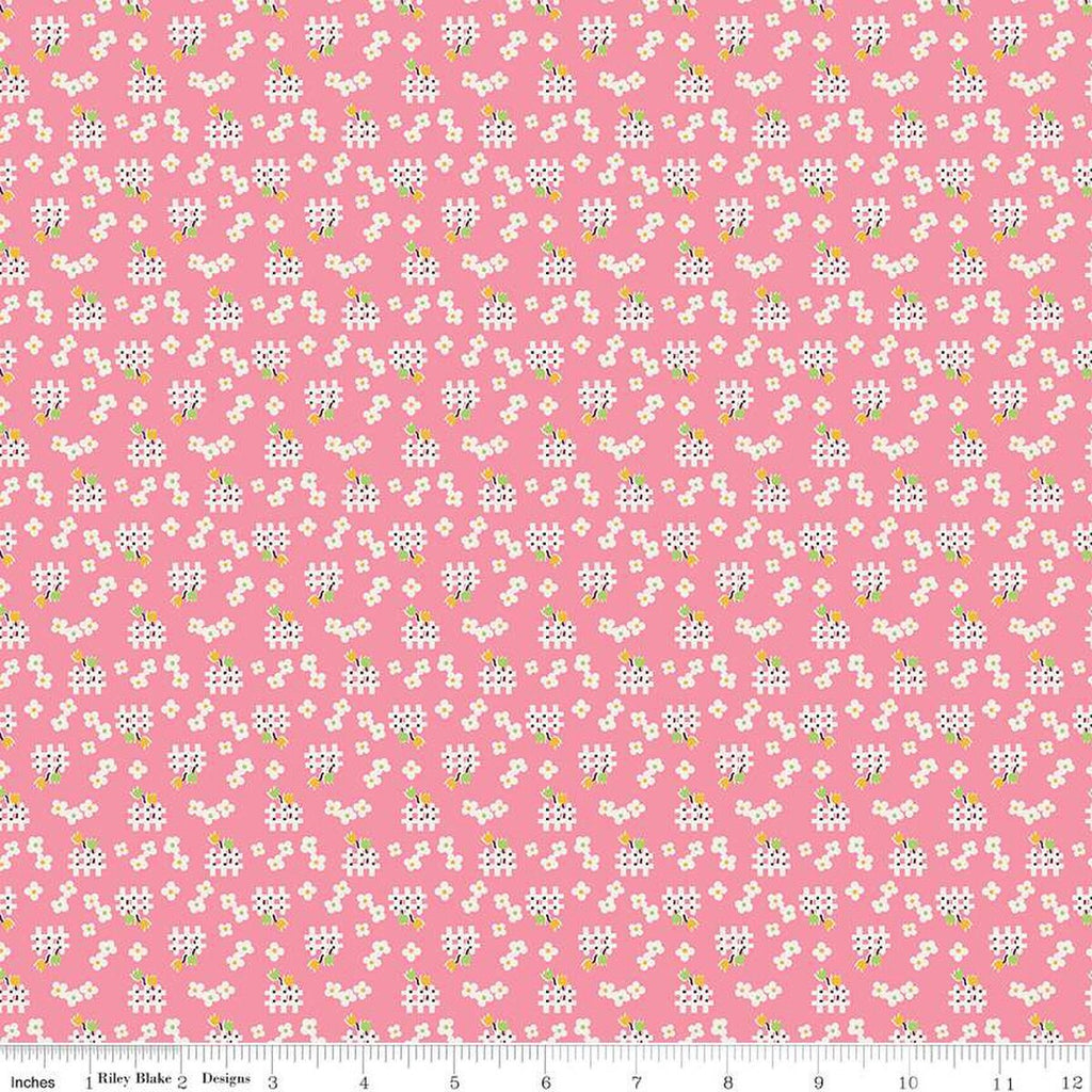 Storytime 30s Fences C13861 Pink - Riley Blake Designs - Floral Flowers - Quilting Cotton Fabric
