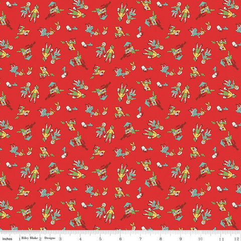 CLEARANCE Storytime 30s Jack and Jill C13864 Red by Riley Blake Designs - Wells Buckets - Quilting Cotton Fabric