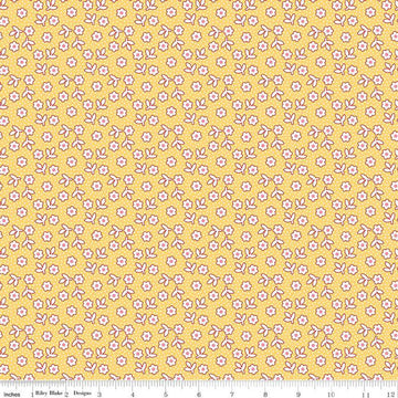 SALE Storytime 30s Dots Daisies C13866 Honey - Riley Blake Designs - Floral Flowers - Quilting Cotton Fabric