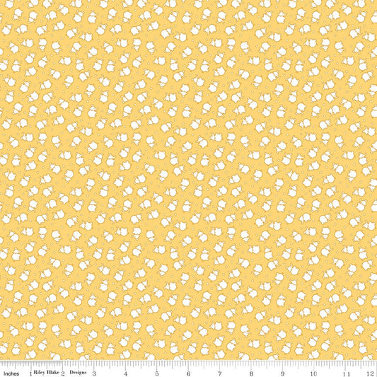 Fat Quarter End of Bolt - SALE Storytime 30s Dots Elephants C13867 Honey - Riley Blake Designs - Elephants Dots - Quilting Cotton Fabric