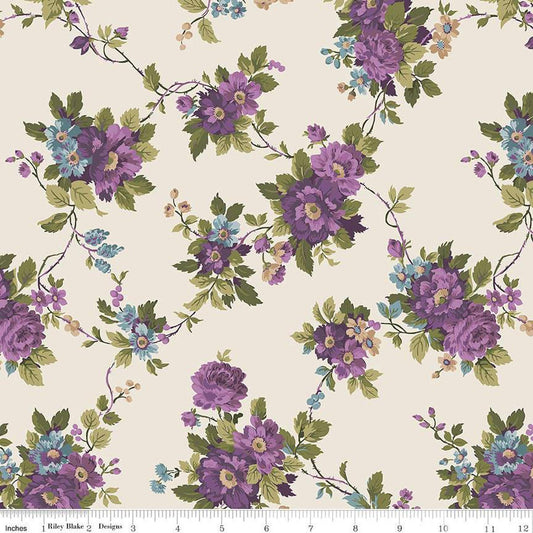 Anne of Green Gables Main C13850 Cream - Riley Blake Designs - Floral Flowers - Quilting Cotton Fabric - Licensed Product