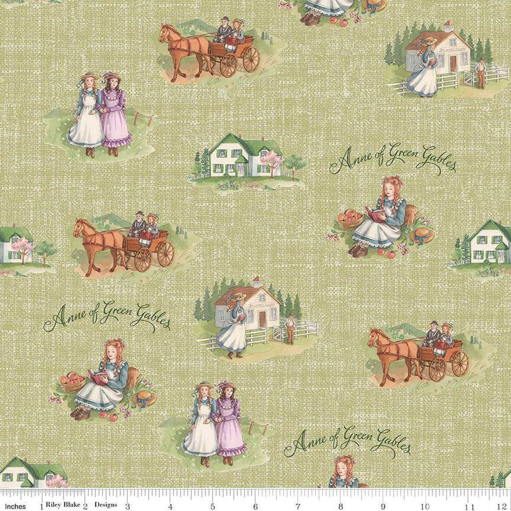 SALE Anne of Green Gables Anne and Friends C13851 Fern - Riley Blake Designs - Vignettes Text - Quilting Cotton Fabric