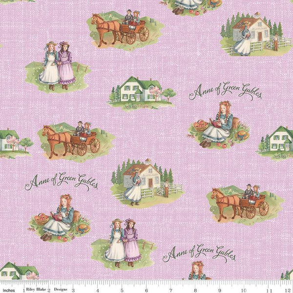 9" End of Bolt - Anne of Green Gables Anne and Friends C13851 Lavender - Riley Blake Designs -  Text - Quilting Cotton - Licensed Product