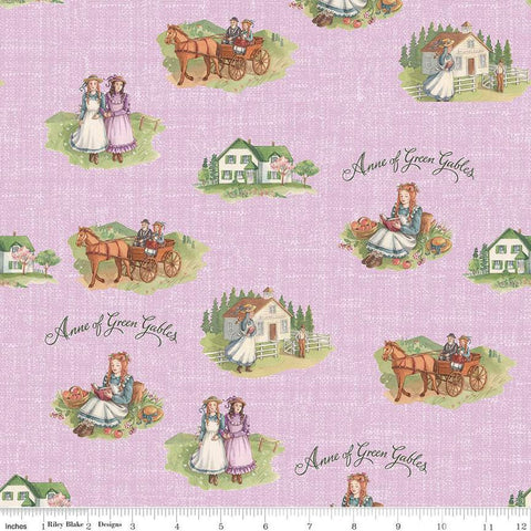 Anne of Green Gables Anne and Friends C13851 Lavender - Riley Blake Designs - Vignettes Text - Quilting Cotton Fabric