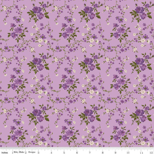Anne of Green Gables Floral C13853 Violet - Riley Blake Designs - Flowers Leaves - Quilting Cotton Fabric - Licensed Product