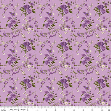 29" End of Bolt Anne of Green Gables Floral C13853 Violet - Riley Blake Designs - Flowers Leaves - Quilting Cotton Fabric - Licensed Product