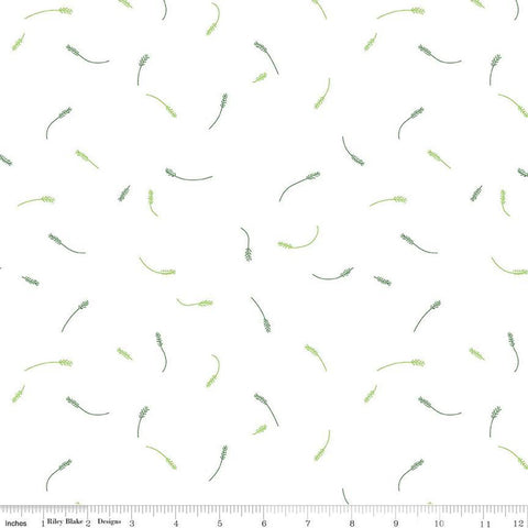 Fat Quarter End of Bolt - SALE Hush Hush 3 Tiny Twigs C14070 by Riley Blake Designs - Leaves Leaf Sprigs Low-Volume - Quilting Cotton Fabric
