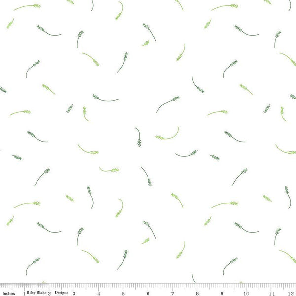 Fat Quarter End of Bolt - SALE Hush Hush 3 Tiny Twigs C14070 by Riley Blake Designs - Leaves Leaf Sprigs Low-Volume - Quilting Cotton Fabric