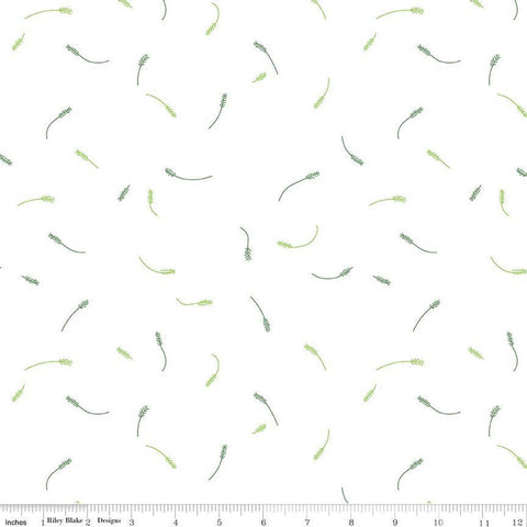 Fat Quarter End of Bolt - SALE Hush Hush 3 Tiny Twigs C14070 by Riley Blake Designs - Leaves Leaf Sprigs Low-Volume - Quilting Cotton Fabric