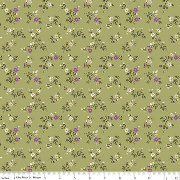 9" End of Bolt - Anne of Green Gables Stems C13854 Fern - Riley Blake Designs - Floral Flowers Leaves - Quilting Cotton - Licensed Product