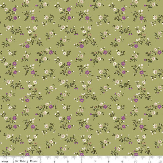 14" End of Bolt - Anne of Green Gables Stems C13854 Fern - Riley Blake Designs - Floral Flowers Leaves - Quilting Cotton - Licensed Product
