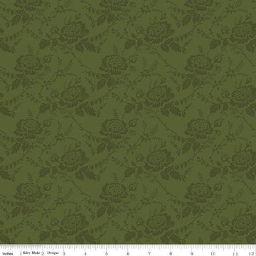 Anne of Green Gables Damask C13855 Basil - Riley Blake Designs - Floral Flowers Leaves - Quilting Cotton Fabric - Licensed Product