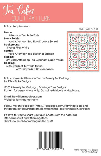 Tea Cakes Quilt PATTERN P138 by Beverly McCullough - Riley Blake Designs - INSTRUCTIONS Only - Rolie Polie Friendly