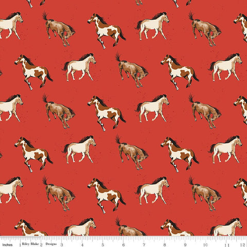 Wild Rose Horses C14042 Red - Riley Blake Designs - Horse Western - Quilting Cotton Fabric