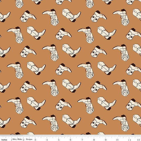 SALE Wild Rose Boots C14043 Sienna - Riley Blake Designs - Western - Quilting Cotton Fabric