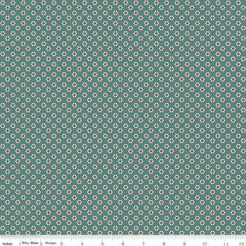 11" End of Bolt - Wild Rose Tiny Flowers C14047 Teal - Riley Blake Designs - Floral Flowers Western - Quilting Cotton Fabric