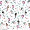 SALE Mer-Mazing Main C14190 White - Riley Blake Designs - Mermaids Dolphins Sea Life - Quilting Cotton Fabric