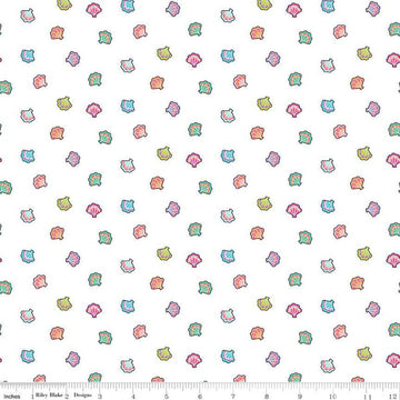 SALE Mer-Mazing Seashells C14193 White - Riley Blake Designs - Shells - Quilting Cotton Fabric