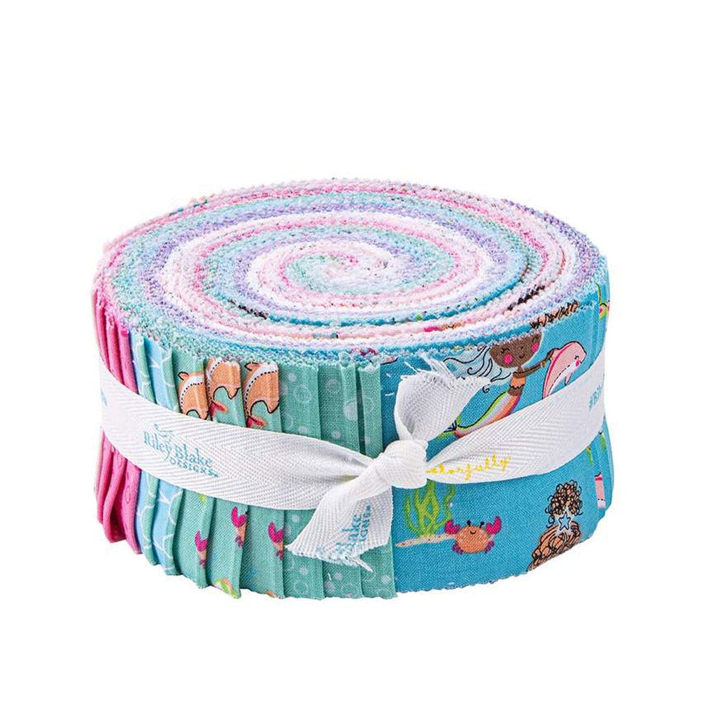 Mer-Mazing 2.5 Inch Rolie Polie Jelly Roll 40 pieces - Riley Blake Designs - Precut Pre cut Bundle - Mermaids - Quilting Cotton Fabric