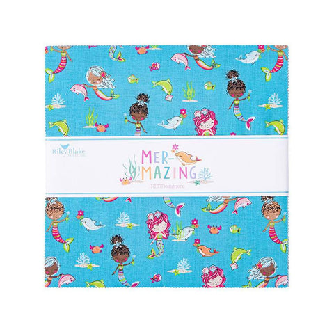 SALE Mer-Mazing Layer Cake 10" Stacker Bundle - Riley Blake Designs - 42 piece Precut Pre cut - Mermaids - Quilting Cotton Fabric